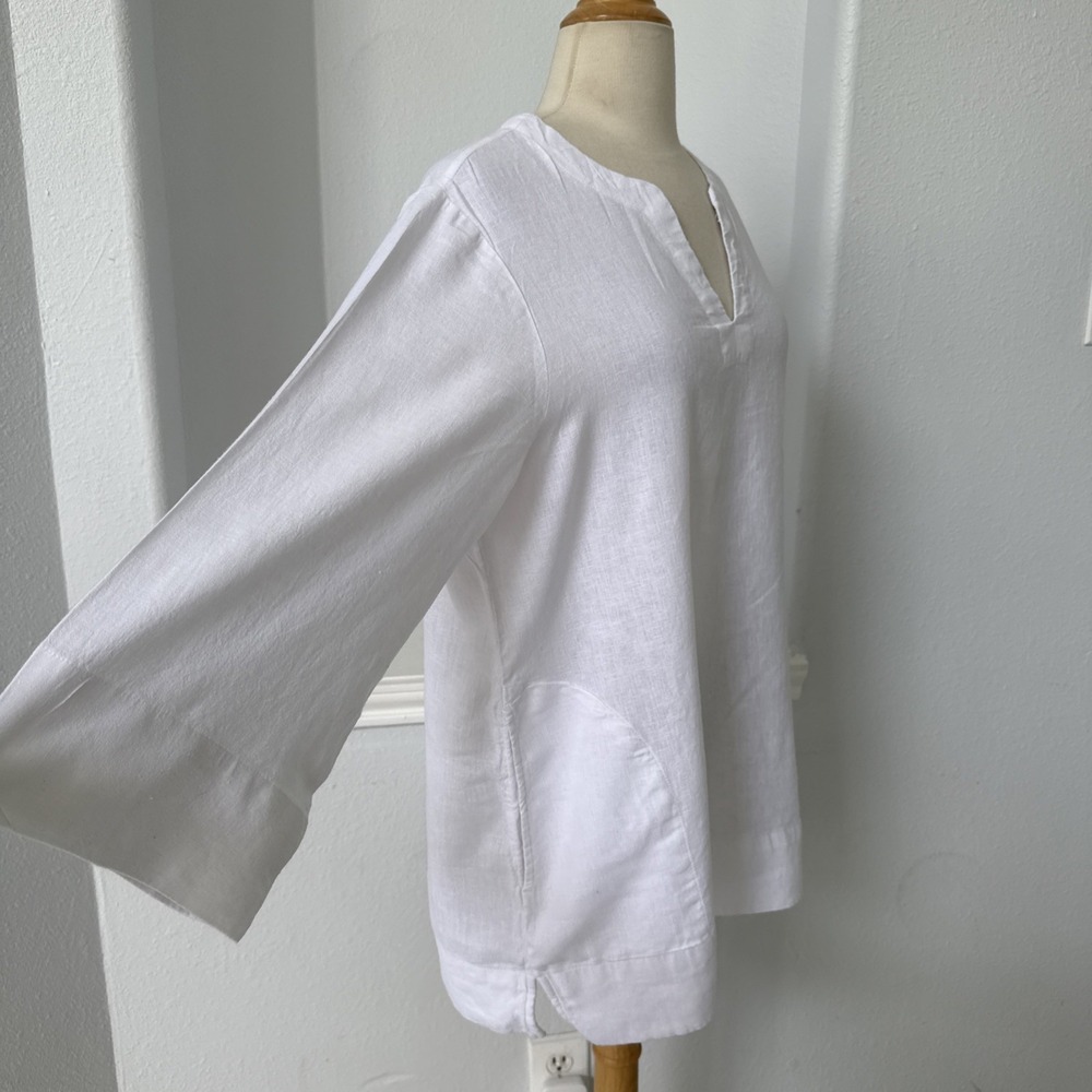 Lands End Tunic Top M Linen Blend Coastal Beachy Minimalist Langenlook - Picture 5 of 12